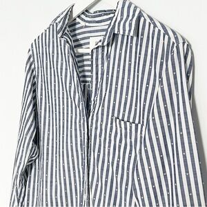 Grayson The Hero Striped Button Down Shirt Blue White size 2 Small